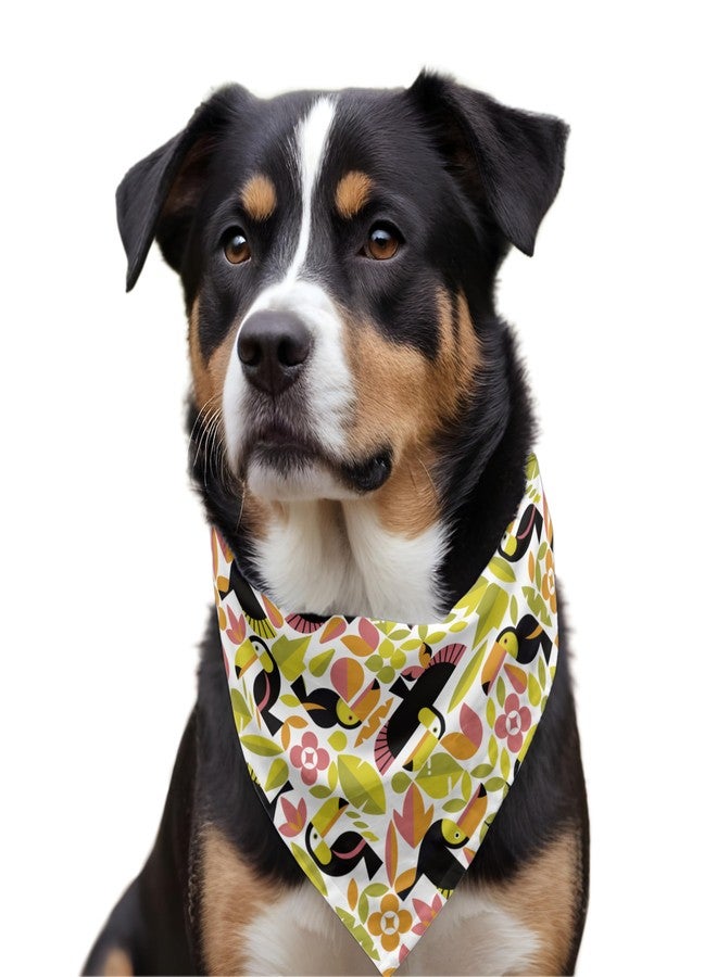 دبليو وشاح/باندان للكلاب بتصميم طيور الطوقان والزهور من دبليو برينغز | هذا الوشاح/الباندان الرائع بتصميمه المذهل هو الإكسسوار المثالي للكلاب الكبيرة والمتوسطة والصغيرة. مقاس واحد يناسب الجميع. - Image 4